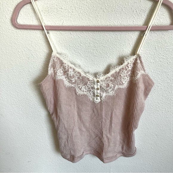 Abercrombie & Fitch / pink lace trim cami sleep top & shorts set - Picture 3 of 9